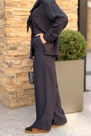İpekyol Ekose Desen Wide Leg Pantolon