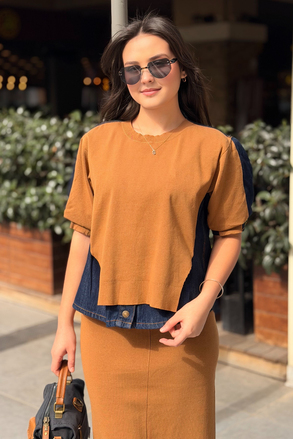 İpekyol Denim Mix Colorblock Triko Tunik