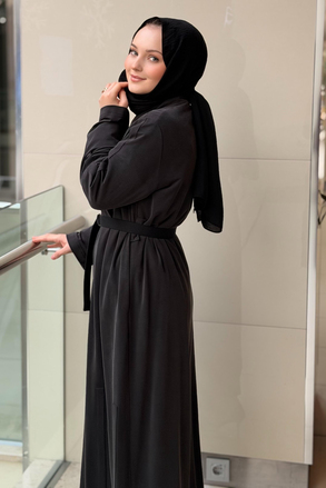 Nurcan Çetin Band Model Tam Boy Fermuarlı Ferace
