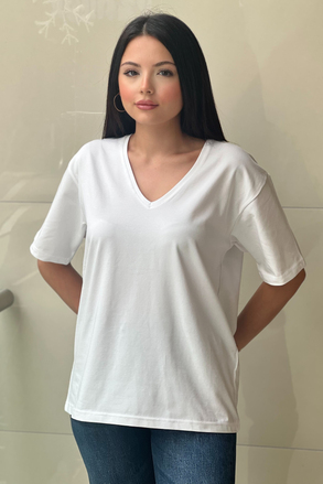 İpekyol V Yaka Kısa Kol Basic Tshirt
