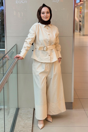Ghisa Kemer Detaylı Ceket Pantolon Jean Takım