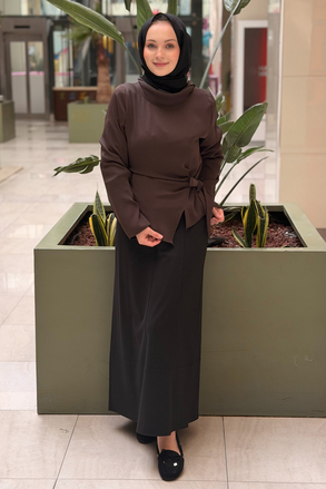Ghisa Degaje Yaka Bel Bağlı Tunik