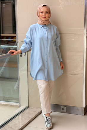 Tığ Triko Saten Yüzlü Oversize Gömlek