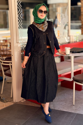 Twist Kemerli Denim Etek
