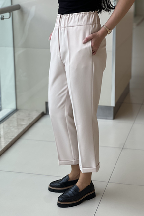 Sentez Beli Lastikli İnce Duble Paça Pantolon