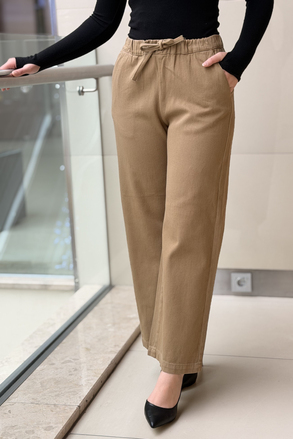 Mahal Beli İpli Lastikli Dört Cepli Bol Pantolon