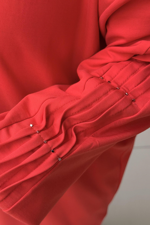Tığ Triko İşlemeli Kol Oversize Tunik