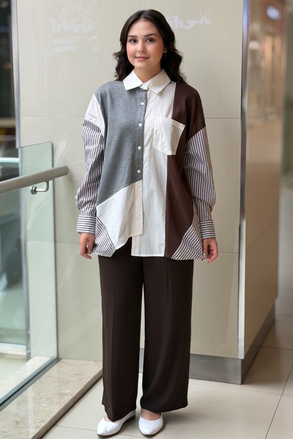 İpekyol Kumaş Mix Oversize Gömlek