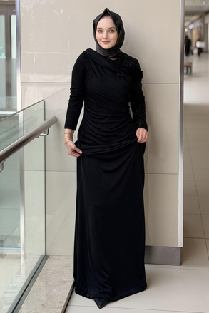 Fashion Night Pırıltı Boncuk İşleme Detaylı Abiye Elbise