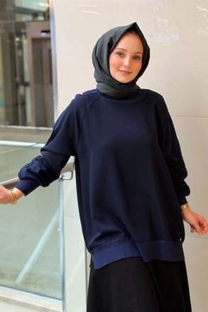 Ghisa Kolları Plise Merserize Detaylı Tunik