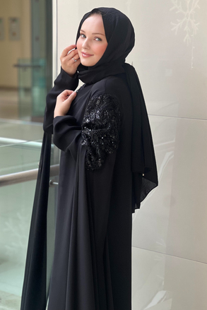 Heddy İç Elbiseli Omuzu Pul Payet Deatylı Abaya
