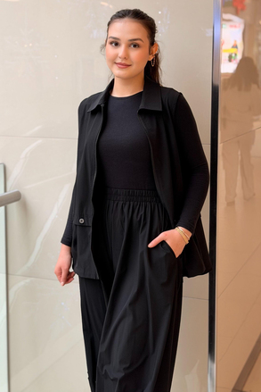 Ghisa Düğme Detaylı Yelek Pantolon Takım