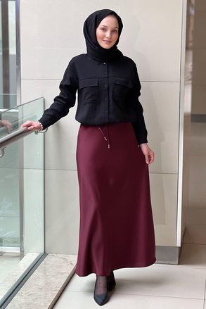 Sentez Luna Saten Volanlı Etek