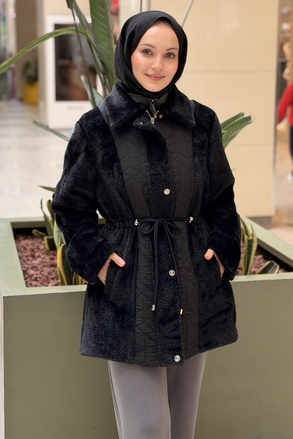 Matex Gömlek Yaka Önden Fermuarlı Peluş Kaban