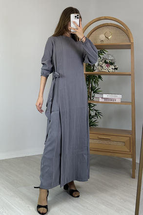 İnvee Yandan Bağlamalı Tencel Elbise