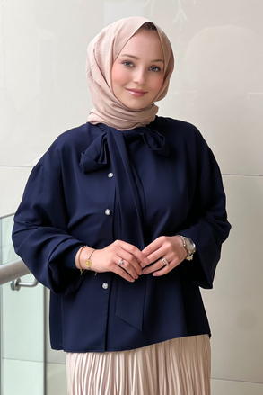 Ghisa Fular Detaylı Şifon Gömlek