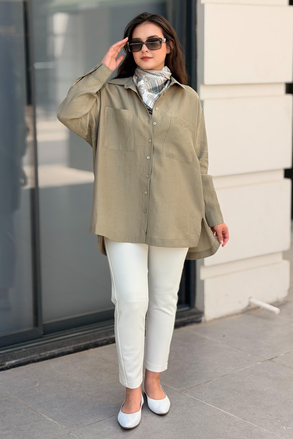 Mahal Miya Çift Cepli Oversize Gömlek