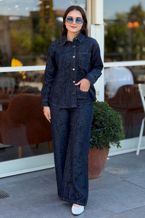 İpekyol Flok Baskılı Denim Görünümlü Pantolon