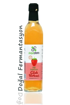 Doğal Fermante Çilek Sirkesi 500 ml Cam Şişede görseli.