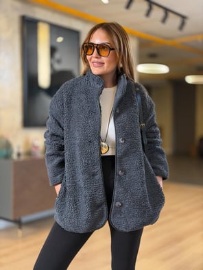 Astarlı Antrasit Teddy Mont