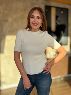 Kısa Kol Beyaz Triko