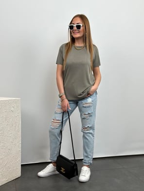 Orijinal Açık Mavi Yırtk Jean Pantolon