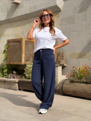 Premium Lacivert Tensel Jean Pantolon