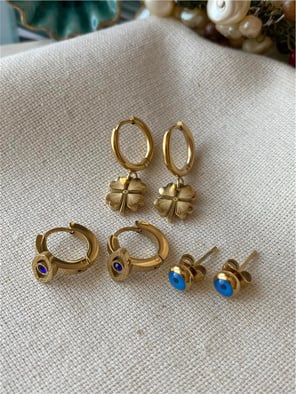 Çelik Altılı Yonca Eyes Küpe