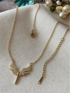 Çelik Taşlı Gold Anka Kolye