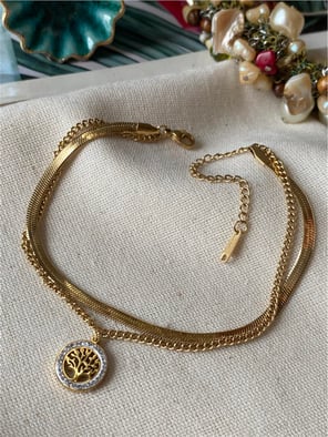 Çelik Taşlı Yaşam Ağacı Charm Halhal