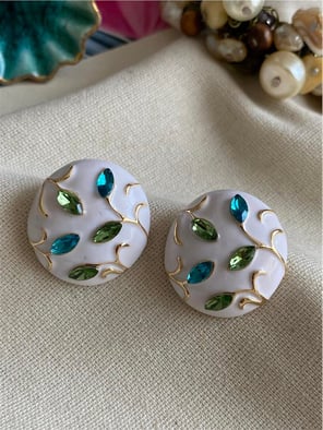 Taşlı Floral Küpe