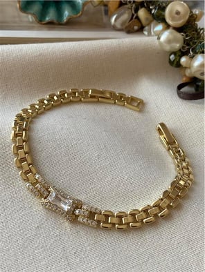 VIP 14K Kesme Taşlı Örme Bileklik