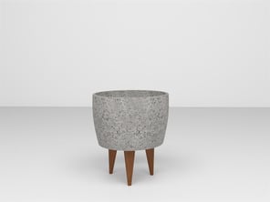 Alin Serisi Yuvarlak Beton Gri Saksı