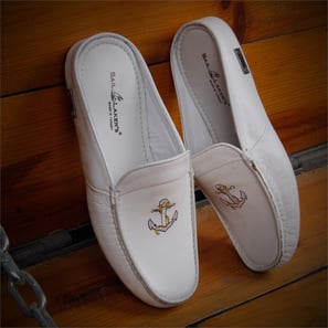 White Leather Mens Home Slippers
