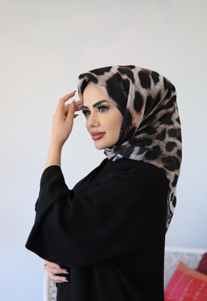 Desenli Soft Eşarp (Kahve)