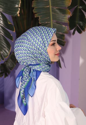 Desenli Soft Eşarp (Saks)