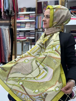 Ed Scarf Celebrity Fıstık Yeşili Desenli Şal