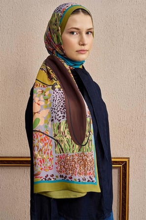Ed Scarf Celebrity Sable Şal Yağ Yeşili Rengi