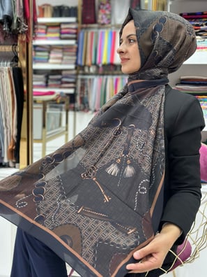 Ed Scarf Celebrity Siyah Zincir Desenli Şal