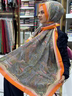 Ed Scarf Celebrity Turuncu Etnik Desenli Şal