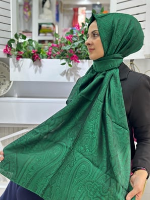 İpekseli  Deluxe Etnik Şal Zümrüt