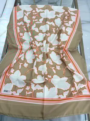 Ladure Desenli Butik Şal Koyu Bej Rengi