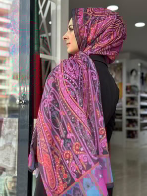 Ladure Desenli Modal Şal Etnik 04
