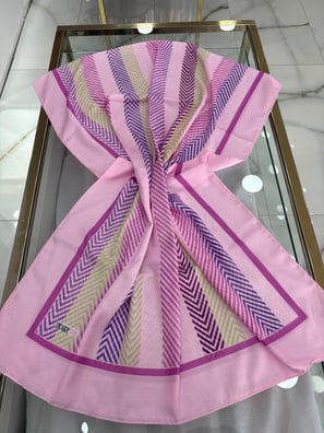 Ladure Zigzag Desenli Butik Şal Pembe Rengi