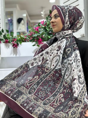 Şal Rüyası Desenli Pamuklu Şal Bordo Rengi