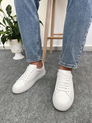 Erkek Deri Sneaker Ayakkabı Beyaz