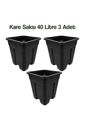 Grow Wizard Plastik Kare Saksı 40 Litre 3 Adet