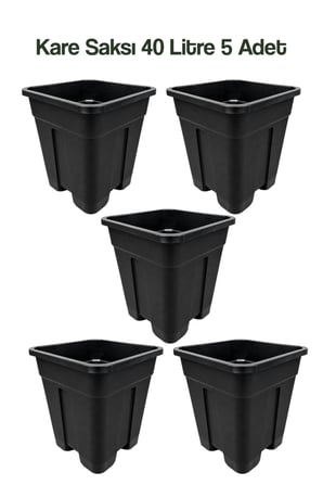 Grow Wizard Plastik Kare Saksı 40 Litre 5 Adet