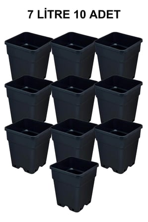 Grow Wizard Plastik Kare Saksı 7 Litre 10 Adet