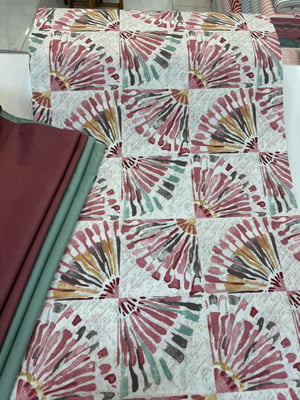 Suluboya Yelpaze Desenli Akfil Kumaş D3630 Pembe